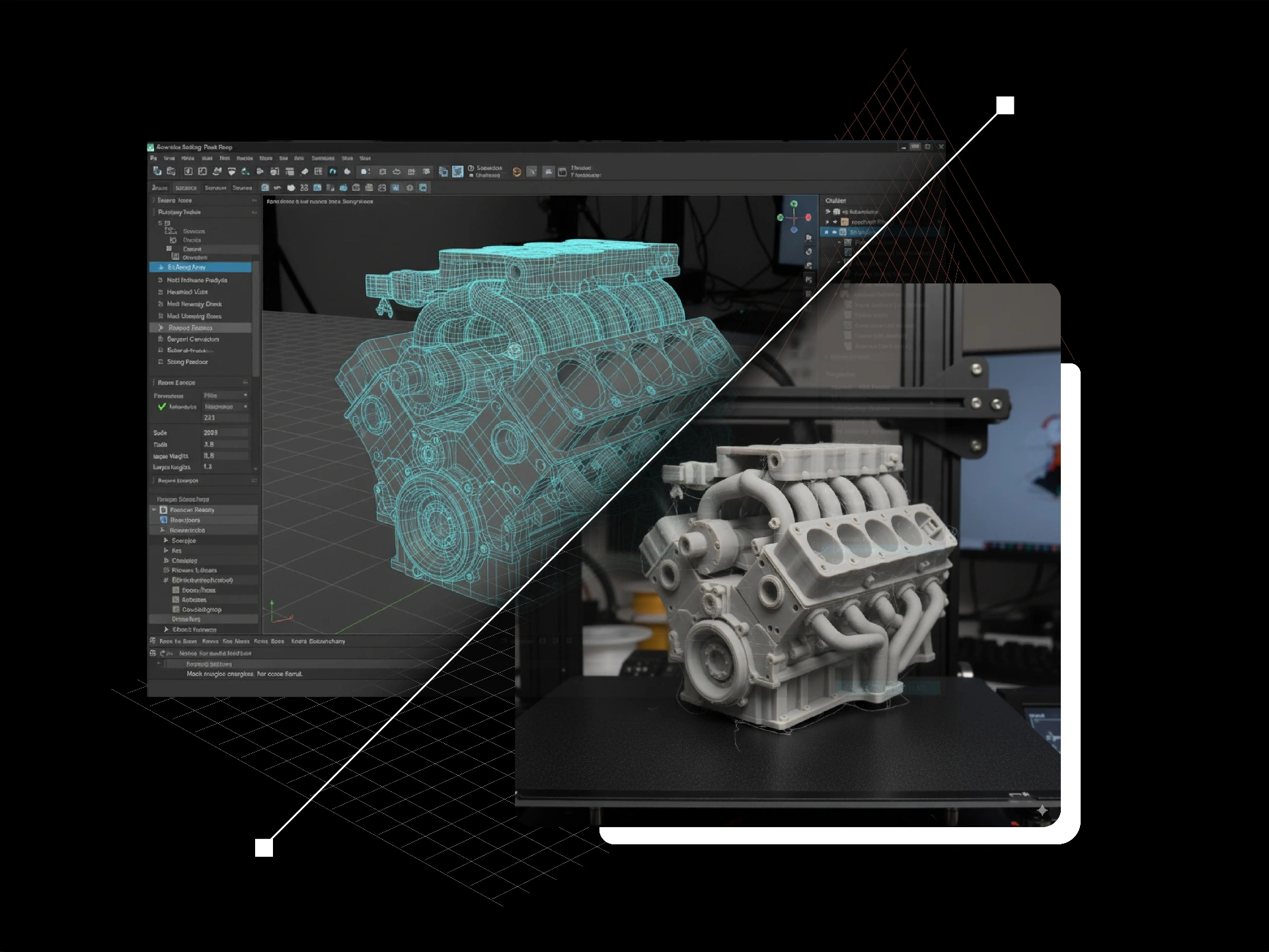 3D Engine Block Model - Complex mechanical design for 3D printing