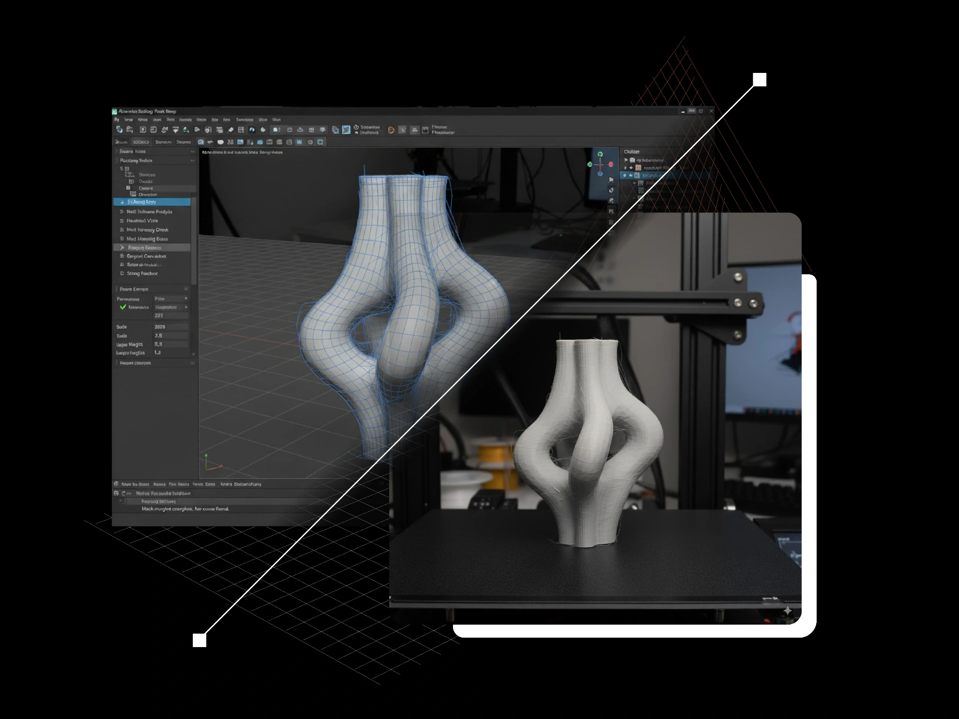 3D Decorative Vase - Artistic organic form optimized for printing