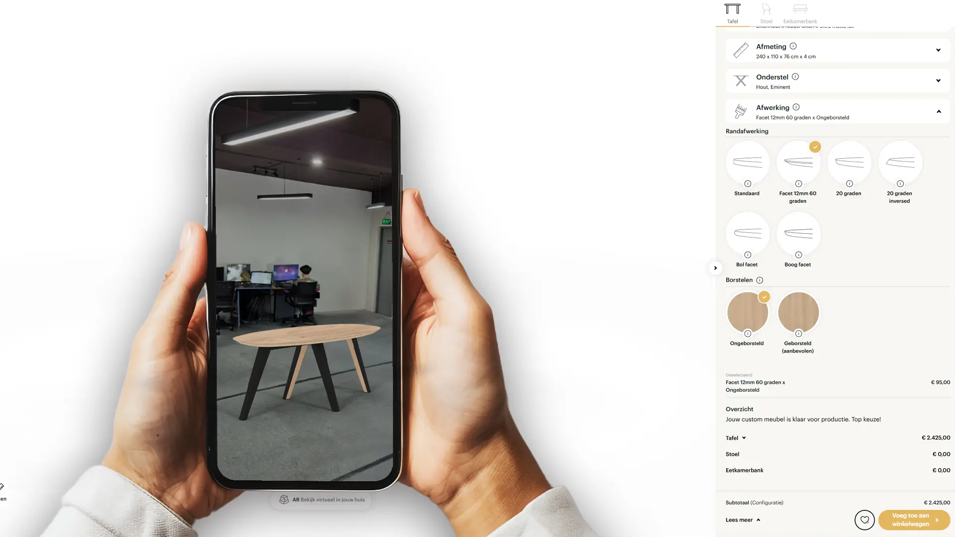 AR furniture visualization - table placed in real environment