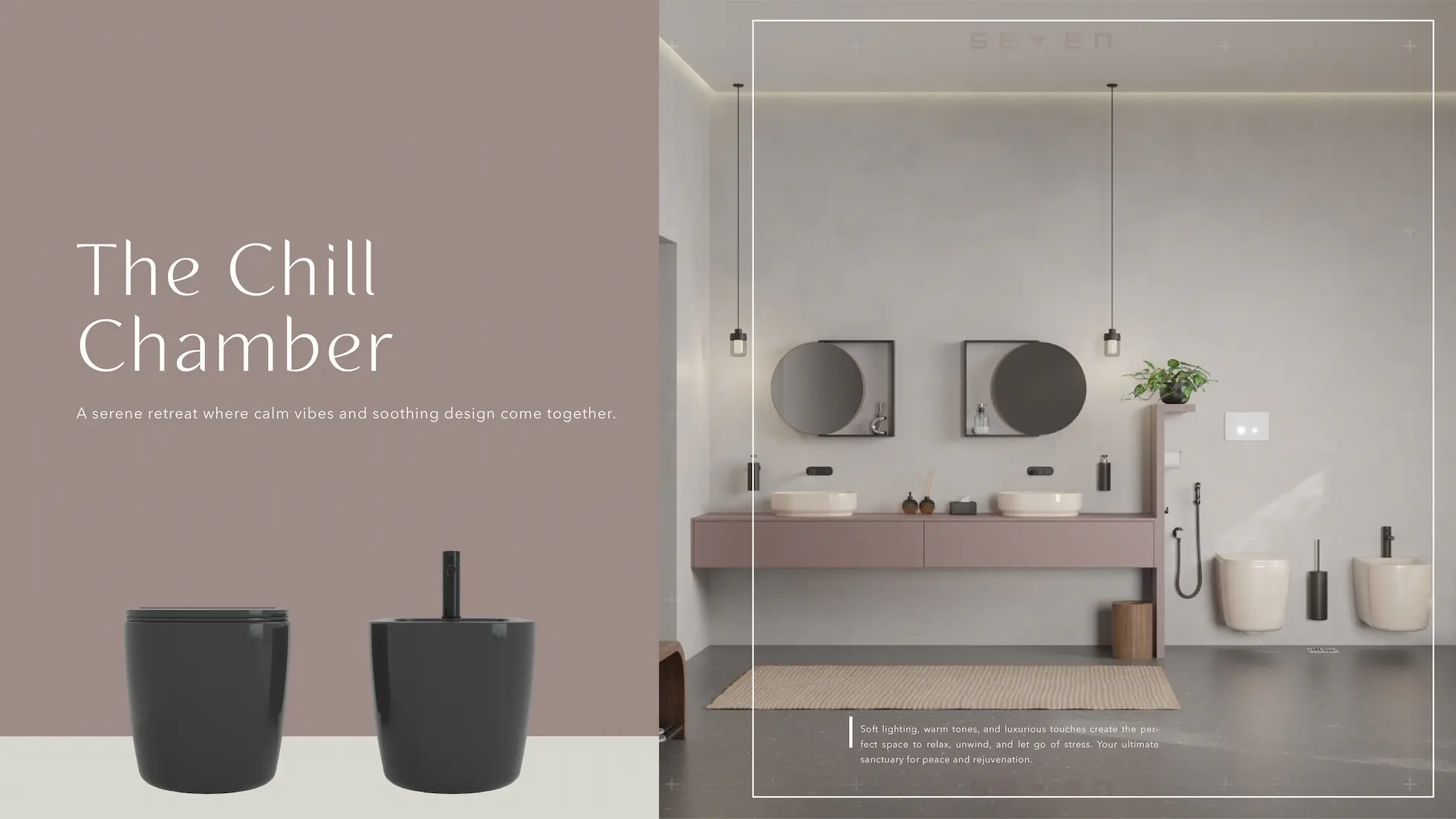 The Chill Chamber - Serene bathroom with charcoal textures and modern fixtures